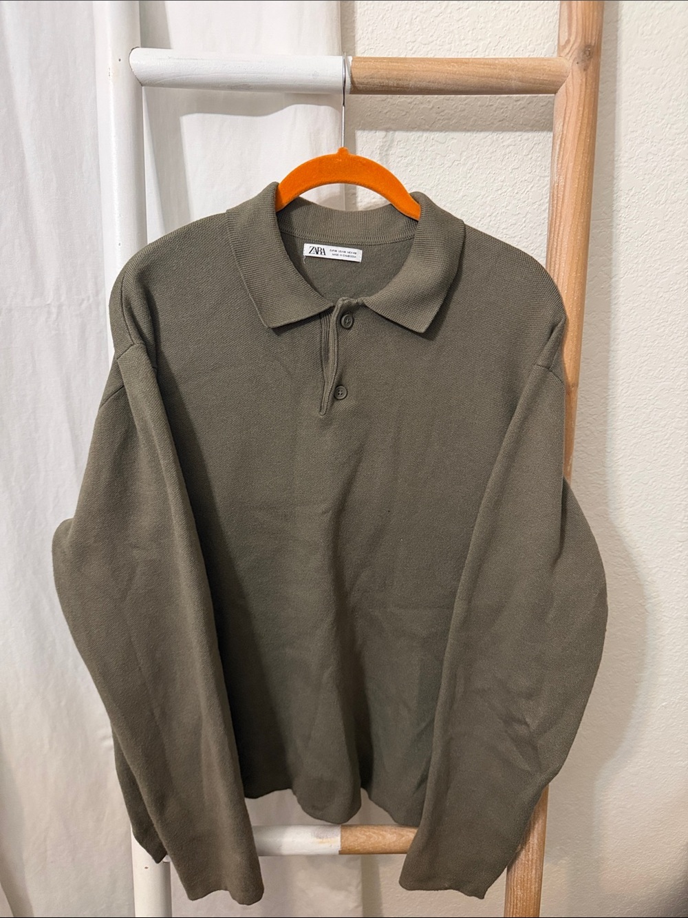 ZARA Olive Polo Knit Long Sleeve